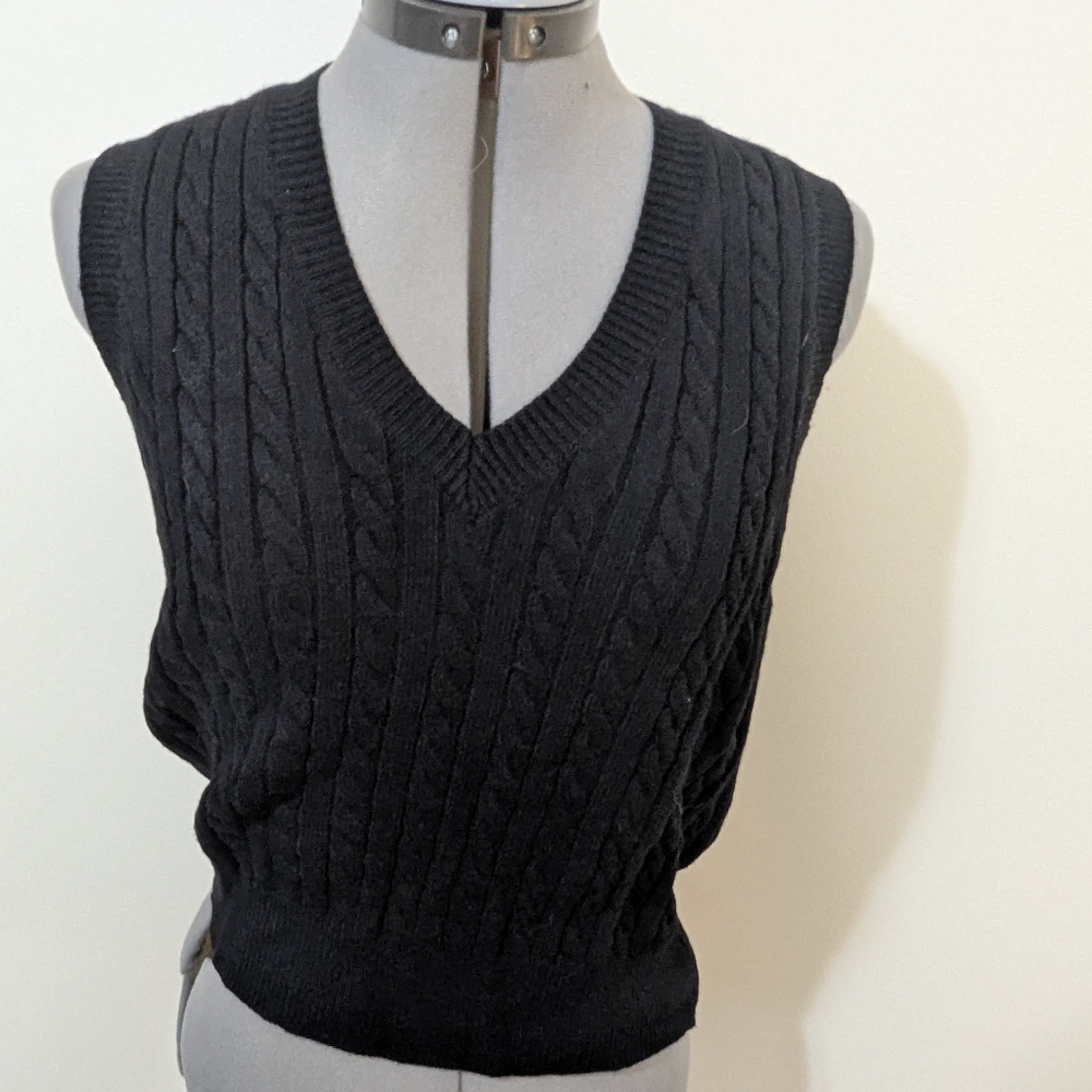 Men's Black Cable Knit Sweater Vest